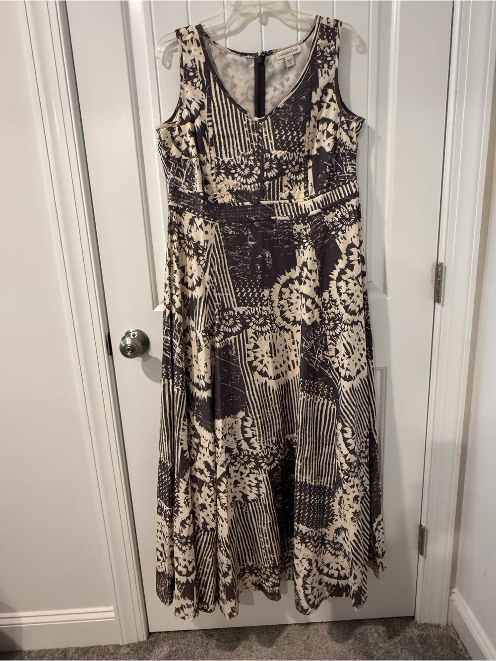 Coldwater Creek Beige and Dark Brown Patterned Maxi Dress